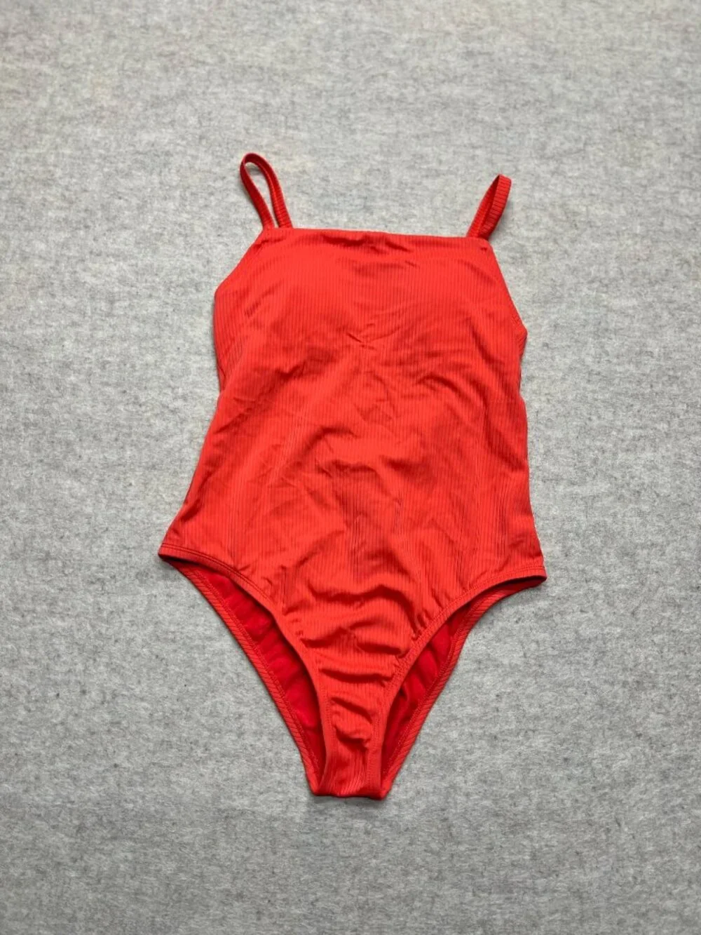 Kona Sol Red Ribbed One-Piece Swimsuit With Crisscross Back Straps Small - Picture 1 of 7